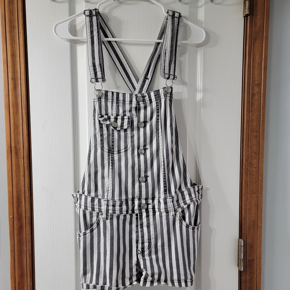 H&M Striped Black and White Denim Romper Size 12